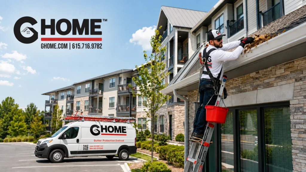 office gutter cleaning professional commercial building exterior